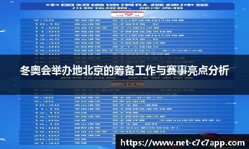 冬奥会举办地北京的筹备工作与赛事亮点分析